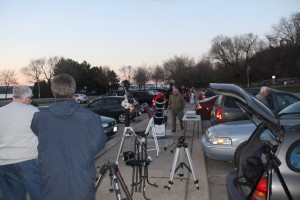 Some of the scopes set up for the evening